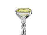 White gold Fancy Yellow Emerald  Solitaire with Side Baguettes and Channel Set Band_63