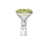 White gold Fancy Yellow Emerald  Solitaire with Tapered Baguette Side Stones on a Classic Band with Four-Prong Setting_82