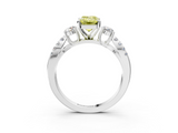 White gold Fancy Yellow Emerald  Three-Stone Diamond Ring with Pavé Split Shank and Four-Prong Setting_63