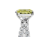 White gold Fancy Yellow Emerald  Three-Stone Diamond Ring with Pavé Split Shank and Four-Prong Setting_68
