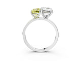 White gold Fancy Yellow Emerald  and Emerald Cut Toi Moi Ring with Prong Setting_49