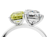 White gold Fancy Yellow Emerald  and Emerald Cut Toi Moi Ring with Prong Setting_50