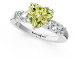 White gold Fancy Yellow Heart  Brilliant Cut Diamond Five-Stone Prong Set Engagement Ring with Channel Band_4
