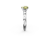 White gold Fancy Yellow Heart  Brilliant Cut Diamond Five-Stone Prong Set Engagement Ring with Channel Band_5