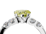 White gold Fancy Yellow Heart  Brilliant Cut Diamond Five-Stone Prong Set Engagement Ring with Channel Band_7