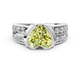 White gold Fancy Yellow Heart  Brilliant Diamond Channel Set Wide Band Ring with Bezel Setting_19