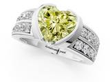 White gold Fancy Yellow Heart  Brilliant Diamond Channel Set Wide Band Ring with Bezel Setting_21