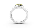 White gold Fancy Yellow Heart  Brilliant Diamond Channel Set Wide Band Ring with Bezel Setting_22