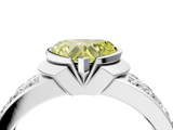 White gold Fancy Yellow Heart  Brilliant Diamond Channel Set Wide Band Ring with Bezel Setting_24