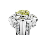 White gold Fancy Yellow Heart  Brilliant Flower Halo Diamond Split Shank Ring_68