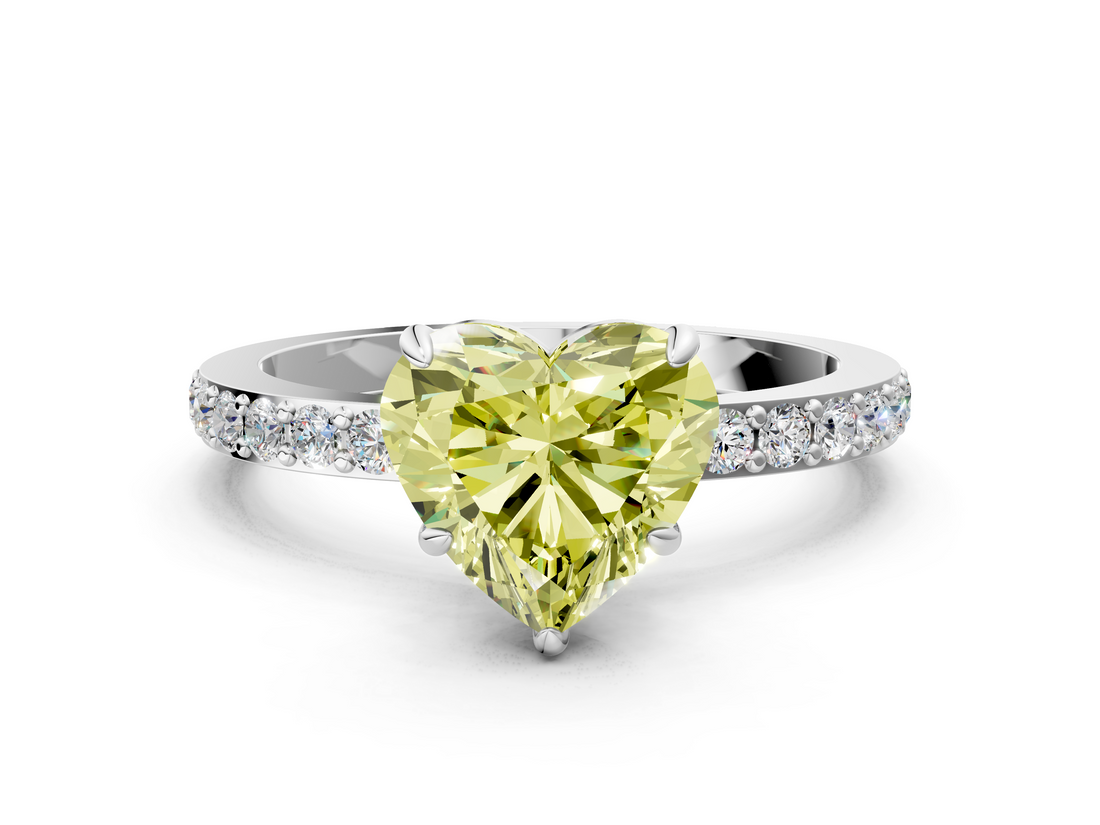 White gold Fancy Yellow Heart  Brilliant Pavé Band Solitaire with Four-Prong Setting_58