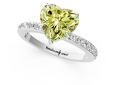 White gold Fancy Yellow Heart  Brilliant Pavé Band Solitaire with Four-Prong Setting_59