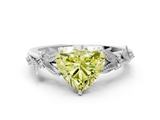White gold Fancy Yellow Heart  Brilliant Solitaire with Leaf Motif Band and Four-Prong Setting_63