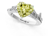 White gold Fancy Yellow Heart  Brilliant Solitaire with Leaf Motif Band and Four-Prong Setting_64