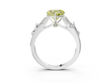 White gold Fancy Yellow Heart  Brilliant Solitaire with Leaf Motif Band and Four-Prong Setting_66