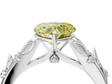 White gold Fancy Yellow Heart  Brilliant Solitaire with Leaf Motif Band and Four-Prong Setting_67