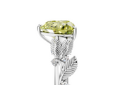 White gold Fancy Yellow Heart  Brilliant Solitaire with Leaf Motif Band and Four-Prong Setting_68
