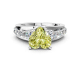 White gold Fancy Yellow Heart  Brilliant Solitaire with Side Stones on a Pave Band and Four-Prong Setting_30