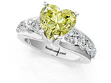 White gold Fancy Yellow Heart  Brilliant Solitaire with Side Stones on a Pave Band and Four-Prong Setting_31