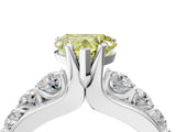 White gold Fancy Yellow Heart  Brilliant Solitaire with Side Stones on a Pave Band and Four-Prong Setting_34