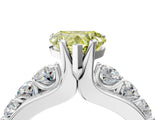 White gold Fancy Yellow Heart  Brilliant Solitaire with Side Stones on a Pave Band and Four-Prong Setting_65