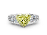 White gold Fancy Yellow Heart  Cluster Diamond Engagement Ring with Pavé Band and Four-Prong Setting_63