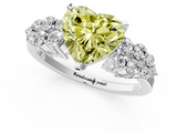 White gold Fancy Yellow Heart  Cluster Diamond Engagement Ring with Pavé Band and Four-Prong Setting_64