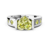 White gold Fancy Yellow Heart Cut Brilliant Channel-Set Diamond Ring with Bezel Prong Setting_12