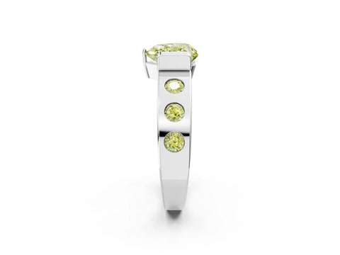 White gold Fancy Yellow Heart Cut Brilliant Channel-Set Diamond Ring with Bezel Prong Setting_14
