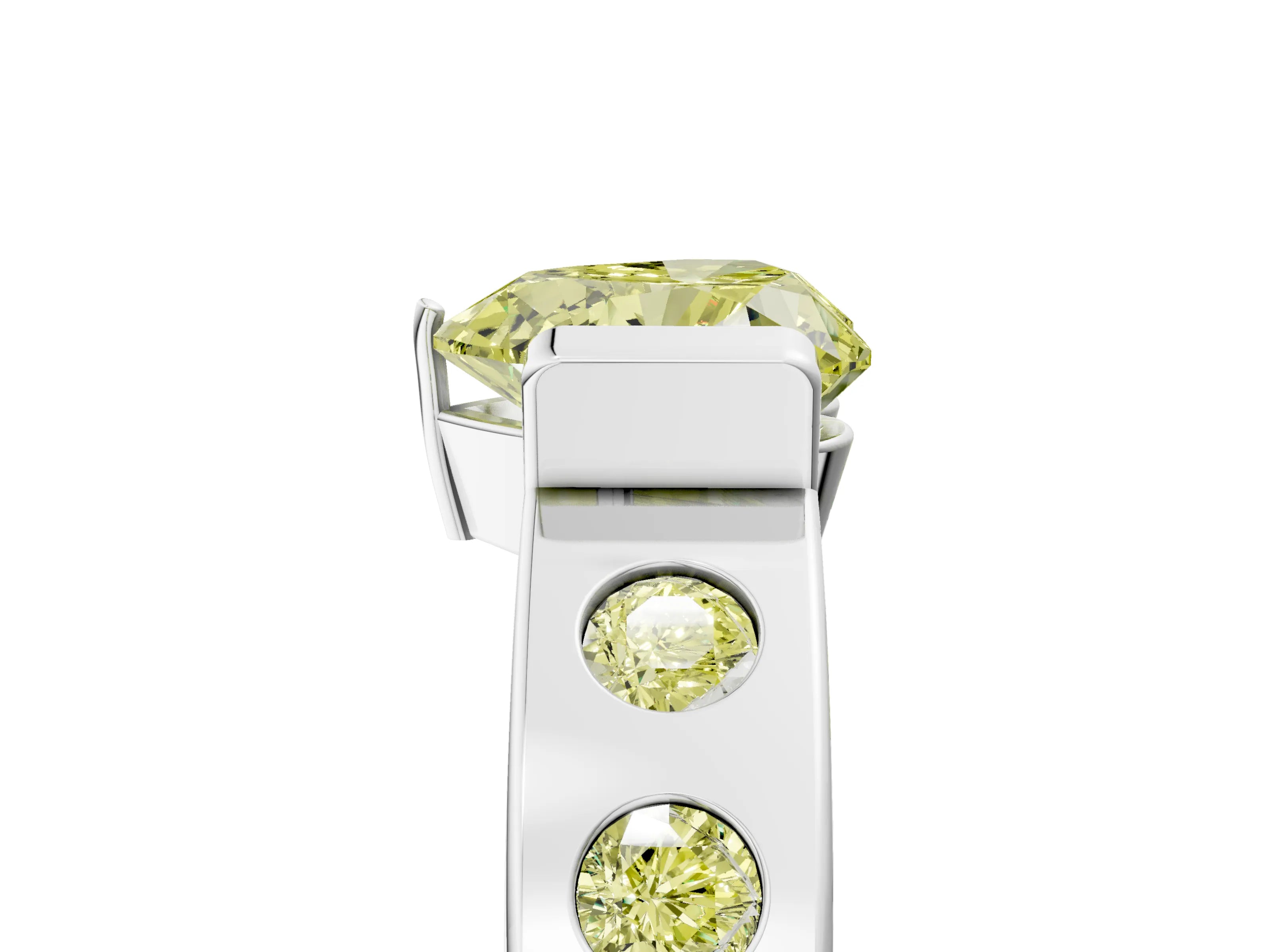 White gold Fancy Yellow Heart Cut Brilliant Channel-Set Diamond Ring with Bezel Prong Setting_17