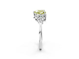 White gold Fancy Yellow Heart Cut Brilliant Diamond Cluster Accent Solitaire Ring with Prong Setting_26