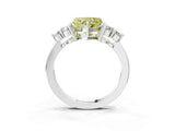 White gold Fancy Yellow Heart Cut Brilliant Diamond Cluster Accent Solitaire Ring with Prong Setting_27