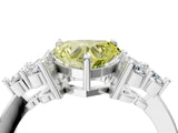 White gold Fancy Yellow Heart Cut Brilliant Diamond Cluster Accent Solitaire Ring with Prong Setting_28