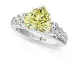 White gold Fancy Yellow Heart Cut Brilliant Diamond Pavé Band with Six-Prong Setting_13