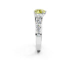 White gold Fancy Yellow Heart Cut Brilliant Diamond Pavé Band with Six-Prong Setting_14