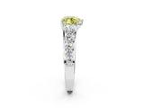 White gold Fancy Yellow Heart Cut Brilliant Diamond Pavé Band with Six-Prong Setting_14