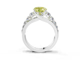 White gold Fancy Yellow Heart Cut Brilliant Diamond Pavé Band with Six-Prong Setting_15