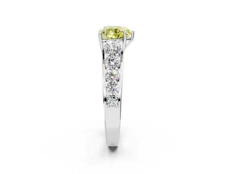 White gold Fancy Yellow Heart Cut Brilliant Diamond Pavé Band with Six-Prong Setting_2