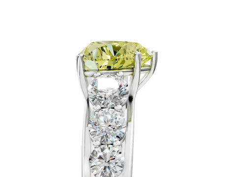 White gold Fancy Yellow Heart Cut Brilliant Diamond Pavé Band with Six-Prong Setting_5
