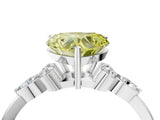 White gold Fancy Yellow Heart Cut Brilliant Diamond Solitaire Ring with Pear Side Stones and Four-Prong Setting_10