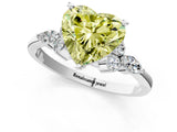 White gold Fancy Yellow Heart Cut Brilliant Diamond Solitaire Ring with Pear Side Stones and Four-Prong Setting_7