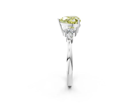 White gold Fancy Yellow Heart Cut Brilliant Diamond Solitaire Ring with Pear Side Stones and Four-Prong Setting_8