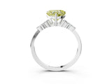 White gold Fancy Yellow Heart Cut Brilliant Diamond Solitaire Ring with Pear Side Stones and Four-Prong Setting_9