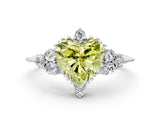 White gold Fancy Yellow Heart Cut Brilliant Diamond with Cluster Setting on a Beaded Band and Four-Prong Setting_12