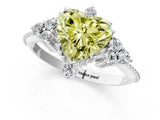 White gold Fancy Yellow Heart Cut Brilliant Diamond with Cluster Setting on a Beaded Band and Four-Prong Setting_13