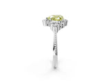 White gold Fancy Yellow Heart Cut Brilliant Diamond with Cluster Setting on a Beaded Band and Four-Prong Setting_14