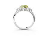White gold Fancy Yellow Heart Cut Brilliant Diamond with Cluster Setting on a Beaded Band and Four-Prong Setting_15