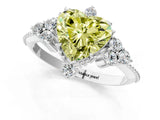 White gold Fancy Yellow Heart Cut Brilliant Diamond with Cluster Setting on a Beaded Band and Four-Prong Setting_17