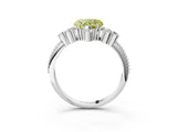 White gold Fancy Yellow Heart Cut Brilliant Diamond with Cluster Setting on a Beaded Band and Four-Prong Setting_19