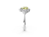 White gold Fancy Yellow Heart Cut Brilliant Diamond with Cluster Setting on a Beaded Band and Four-Prong Setting_2